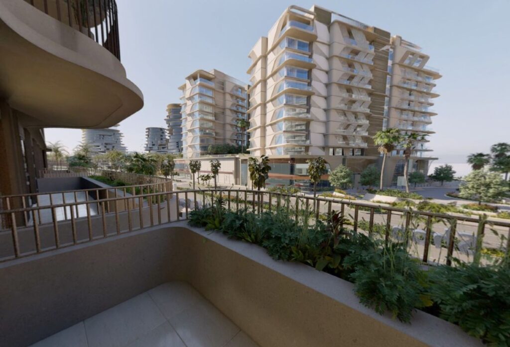 1-bedroom apartment for sale in The Beach House Fahid Island Abu Dhabi with terrace and partial sea view in a boutique waterfront community