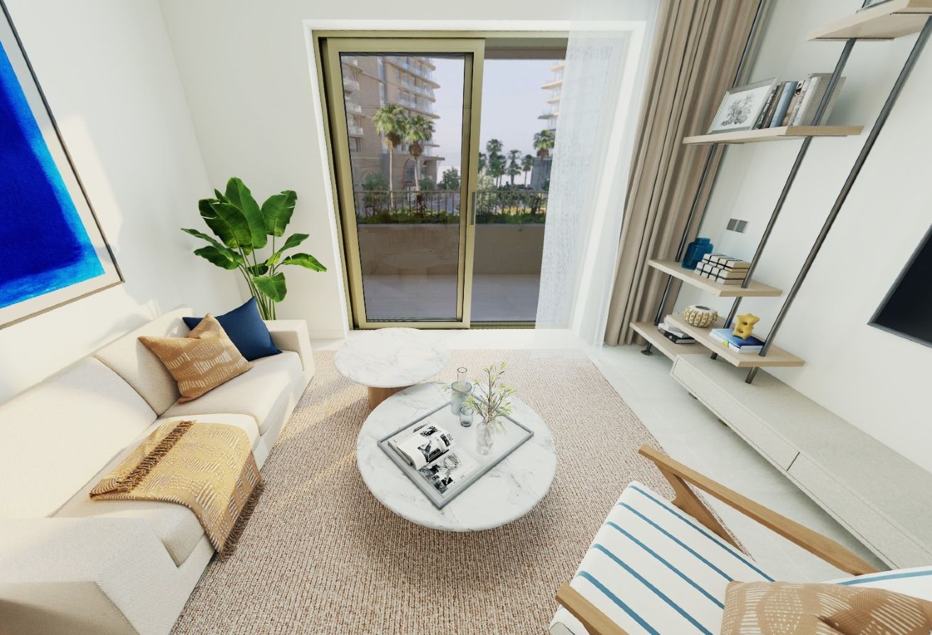 Modern 1BR apartment for sale in The Beach House Fahid Island Abu Dhabi, partial sea view, boutique design, and strong ROI potential