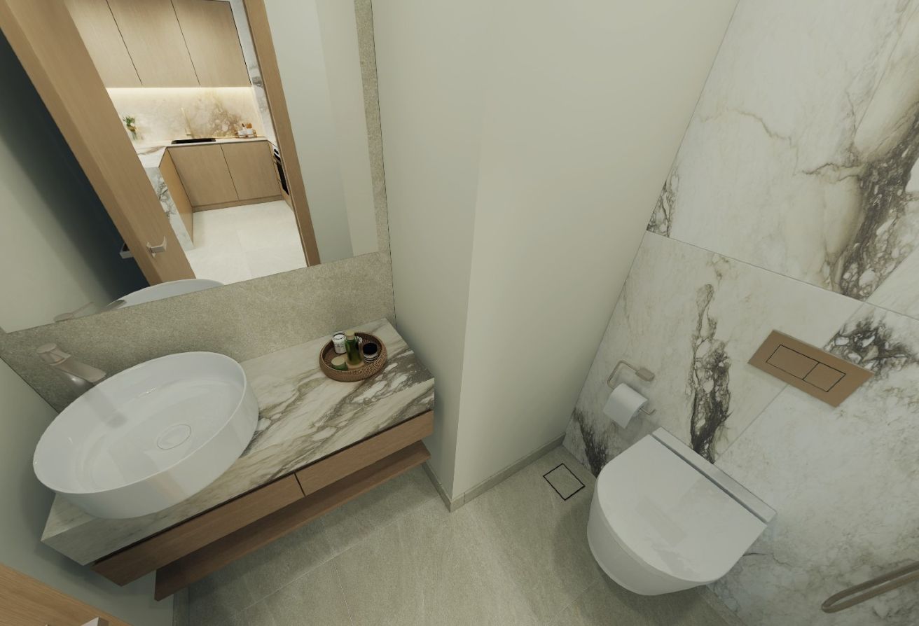 Modern 1BR apartment for sale in The Beach House Fahid Island Abu Dhabi, partial sea view, boutique design, and strong ROI potential