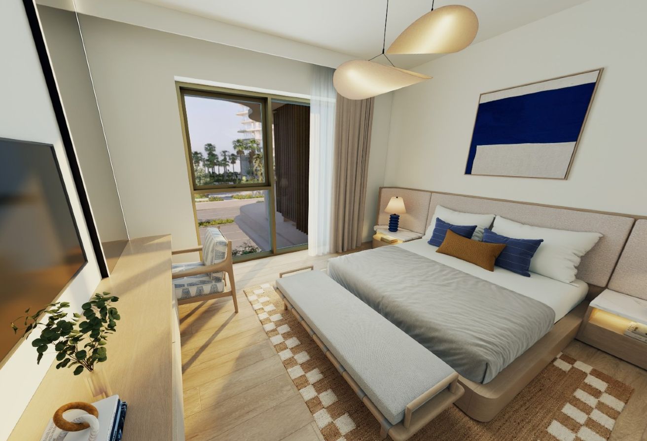 1-bedroom apartment for sale in The Beach House Fahid Island Abu Dhabi with terrace and partial sea view in a boutique waterfront community