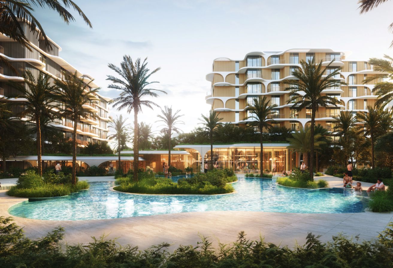 1-bedroom apartment for sale in The Beach House Fahid Island Abu Dhabi with terrace and partial sea view in a boutique waterfront community