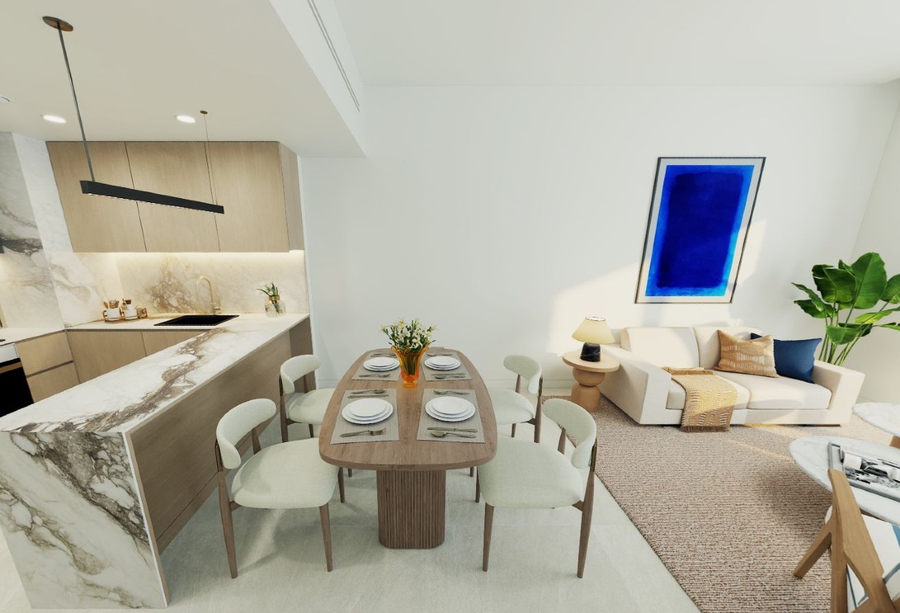 Modern 1BR apartment for sale in The Beach House Fahid Island Abu Dhabi, partial sea view, boutique design, and strong ROI potential