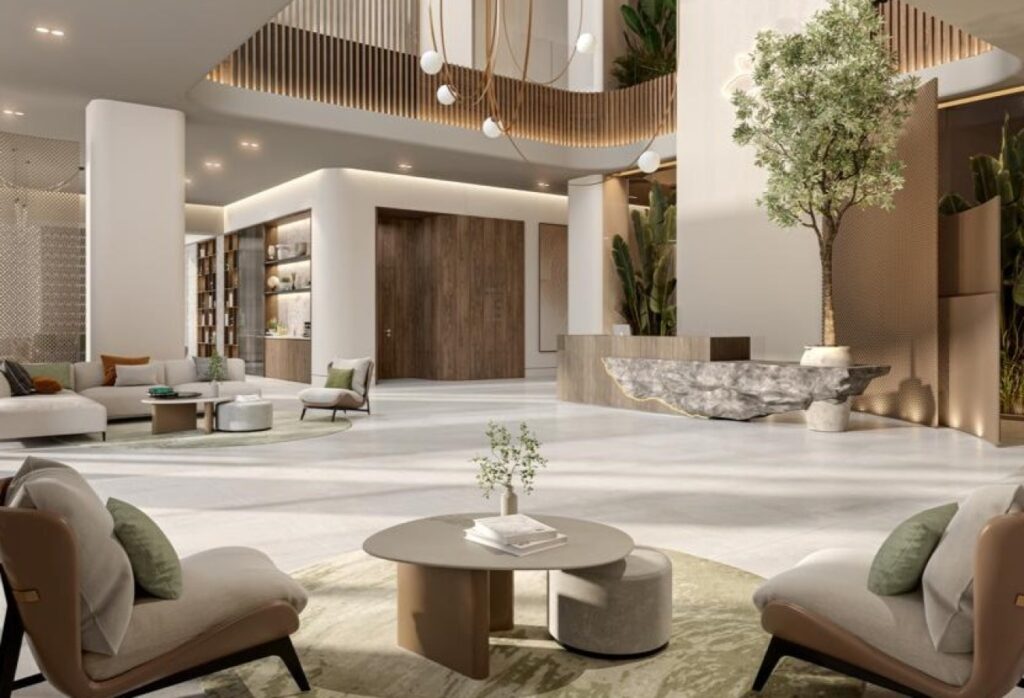 Top-floor studio apartment for sale in Gardenia Bay Yas Island Abu Dhabi with balcony street view, modern layout, and strong ROI investment.