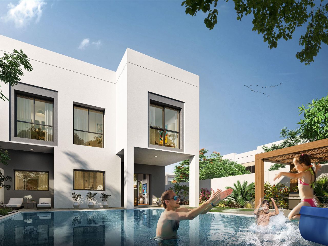 4-bedroom townhouse for sale in The Dahlias Yas Acres Yas Island Abu Dhabi with maid’s room, studies, balcony, and optional private pool