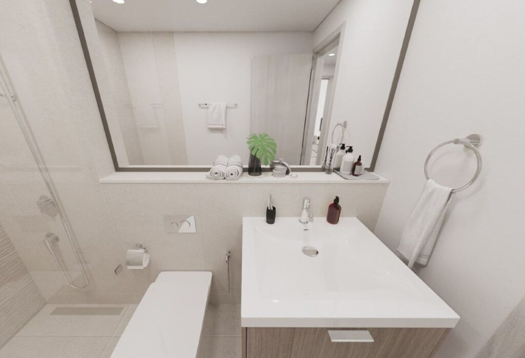 2-bedroom furnished apartment for sale in Views B, Yas Golf Collection, Yas Island Abu Dhabi – golf, pool, and sea views