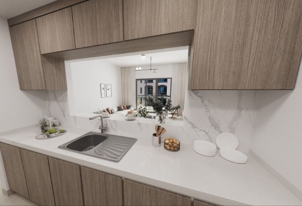 2-bedroom furnished apartment for sale in Views B, Yas Golf Collection, Yas Island Abu Dhabi – golf, pool, and sea views