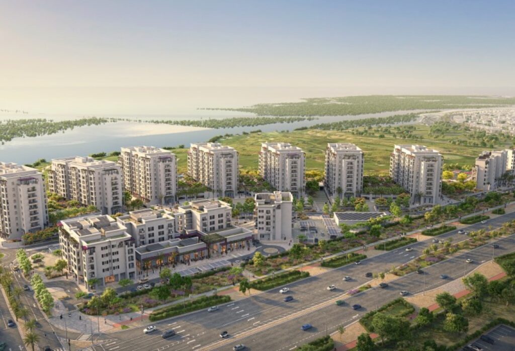 2-bedroom furnished apartment for sale in Views B, Yas Golf Collection, Yas Island Abu Dhabi – golf, pool, and sea views