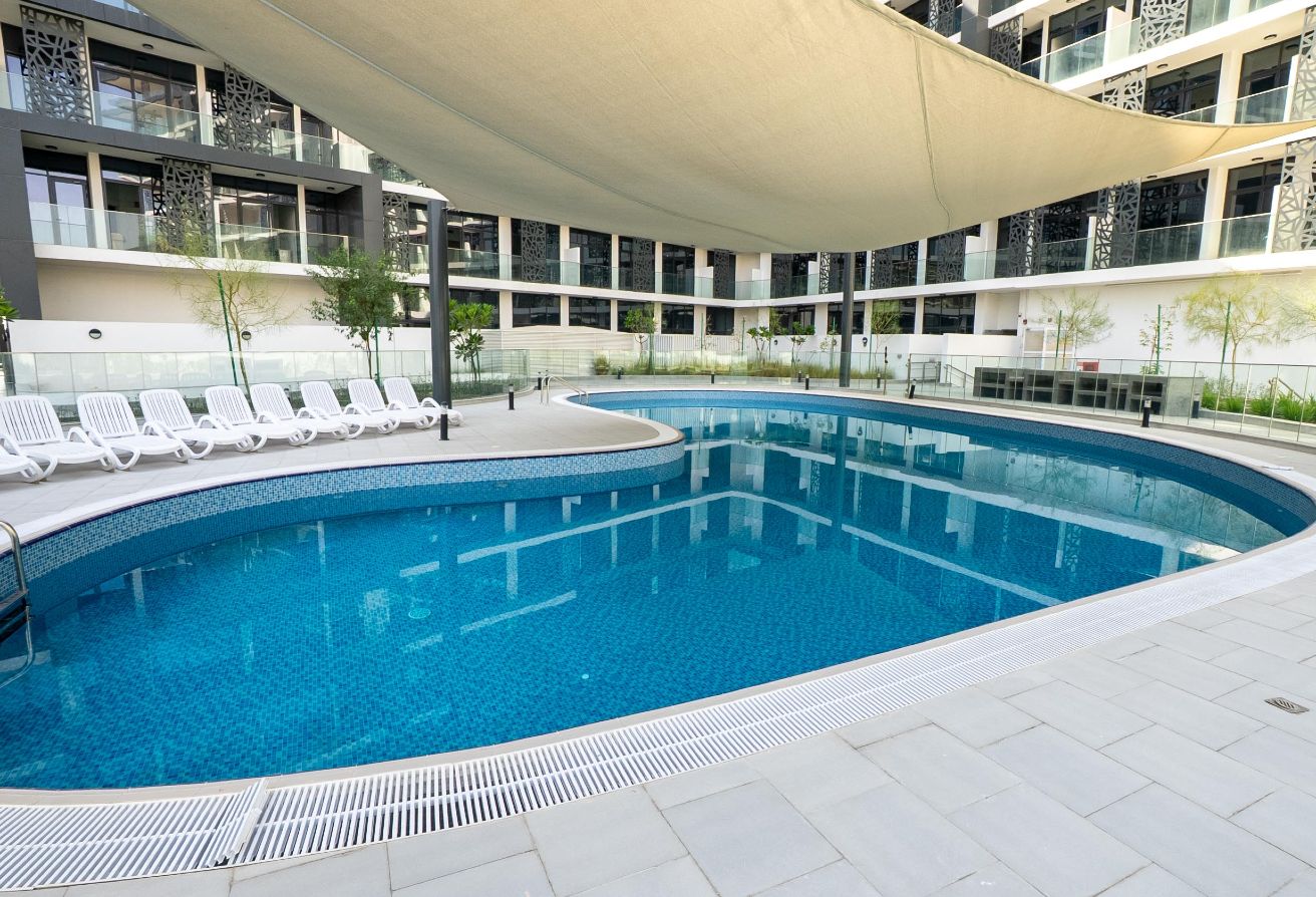 Modern studio apartment for sale in The Gate Masdar City Abu Dhabi.