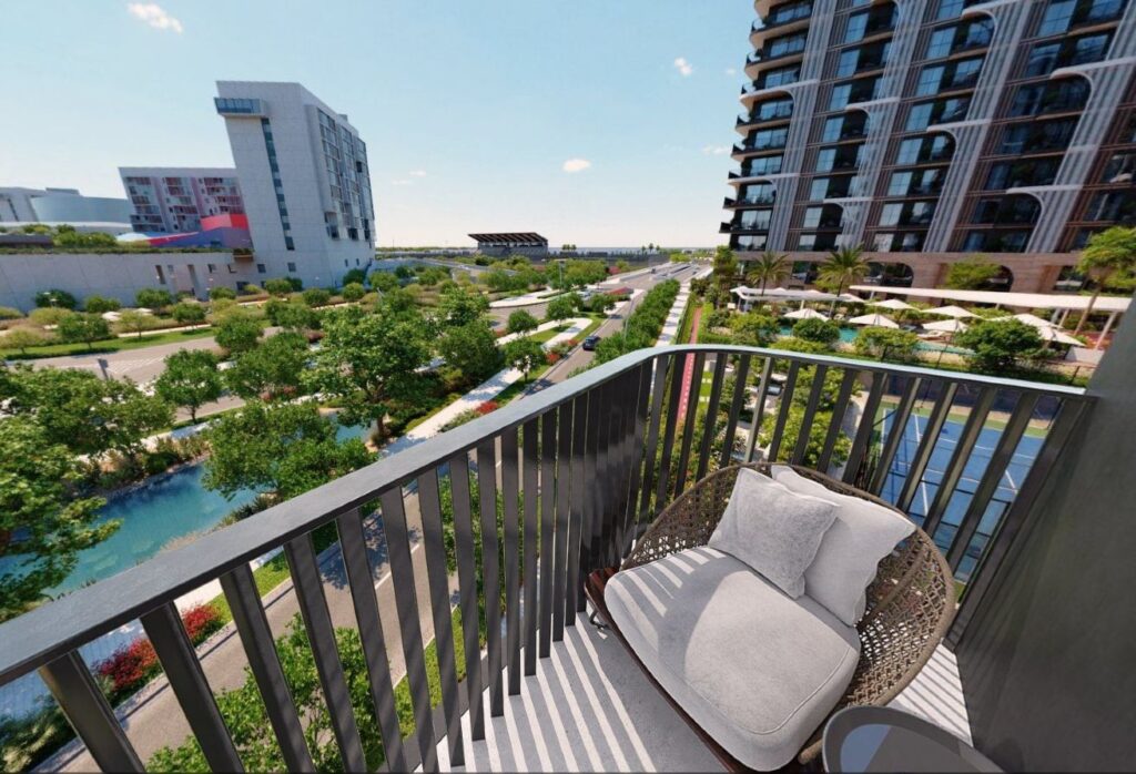 Corner 1-bedroom apartment with pool view in Nouran Living Saadiyat Island.