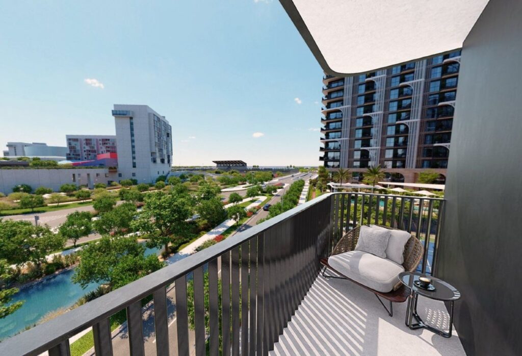 Corner 1-bedroom apartment with pool view in Nouran Living Saadiyat Island.