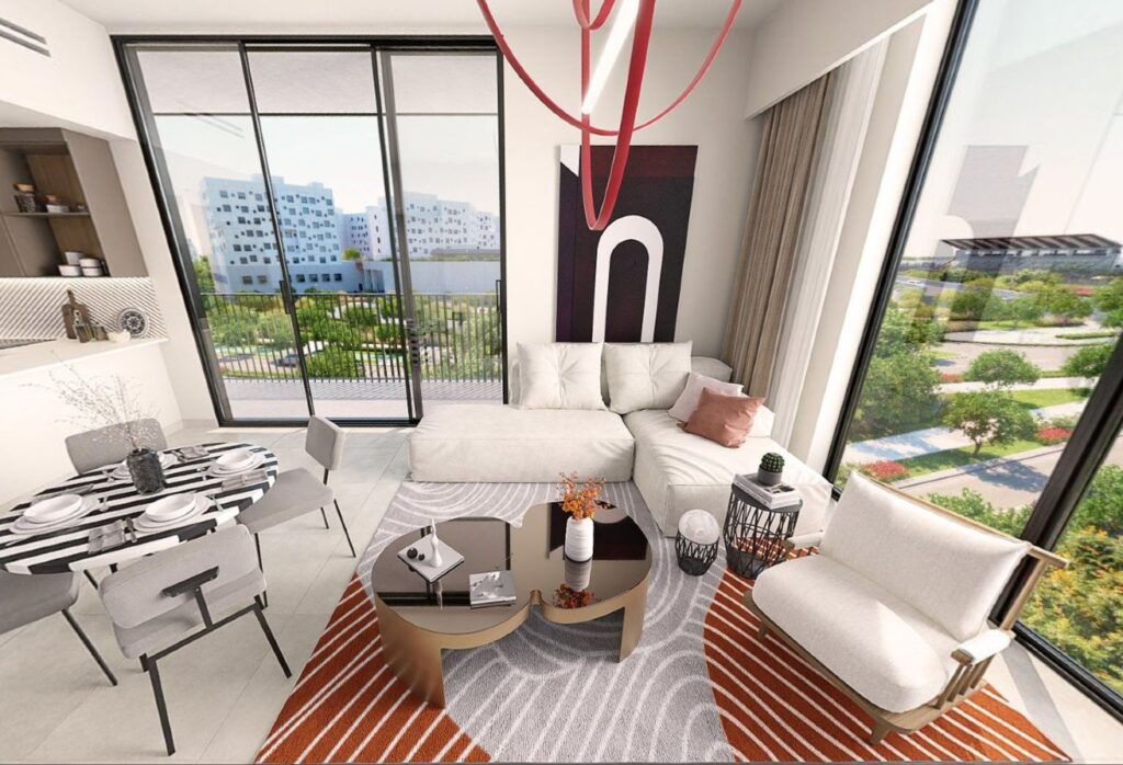 Corner 1-bedroom apartment with pool view in Nouran Living Saadiyat Island.