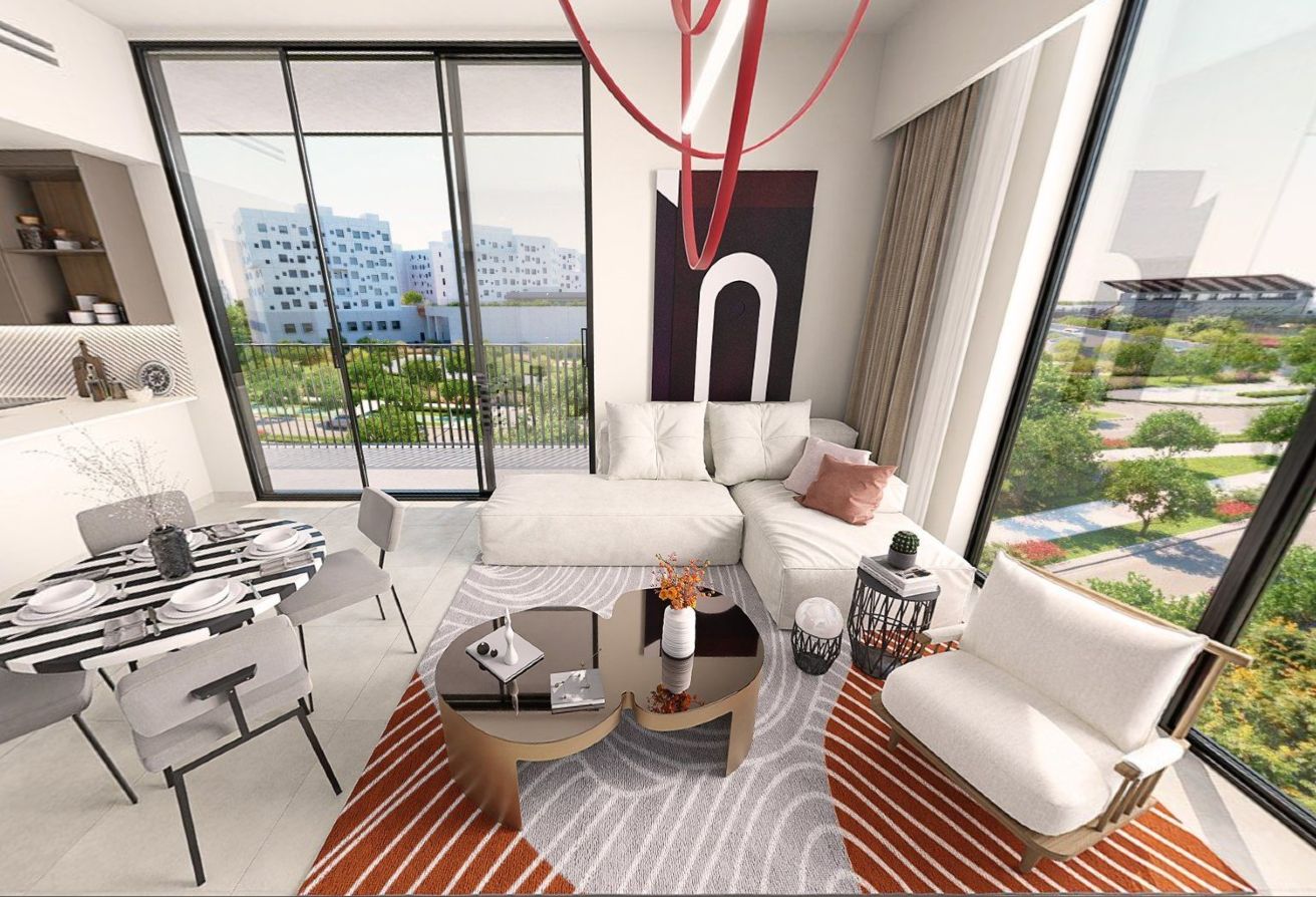 Corner 1-bedroom apartment with pool view in Nouran Living Saadiyat Island.
