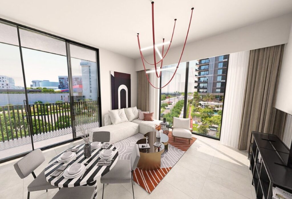 Corner 1-bedroom apartment with pool view in Nouran Living Saadiyat Island.