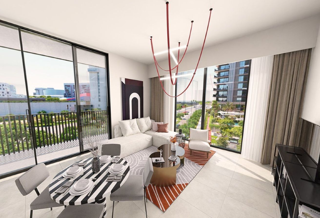 Corner 1-bedroom apartment with pool view in Nouran Living Saadiyat Island.