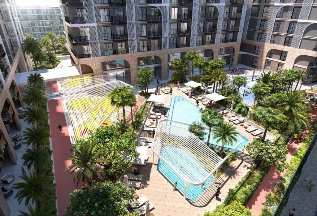 Corner 1-bedroom apartment with pool view in Nouran Living Saadiyat Island.