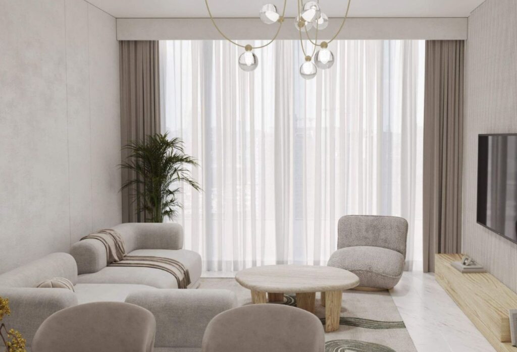 Junior 1-bedroom corner apartment for sale in Radiant Marina Towers Abu Dhabi.