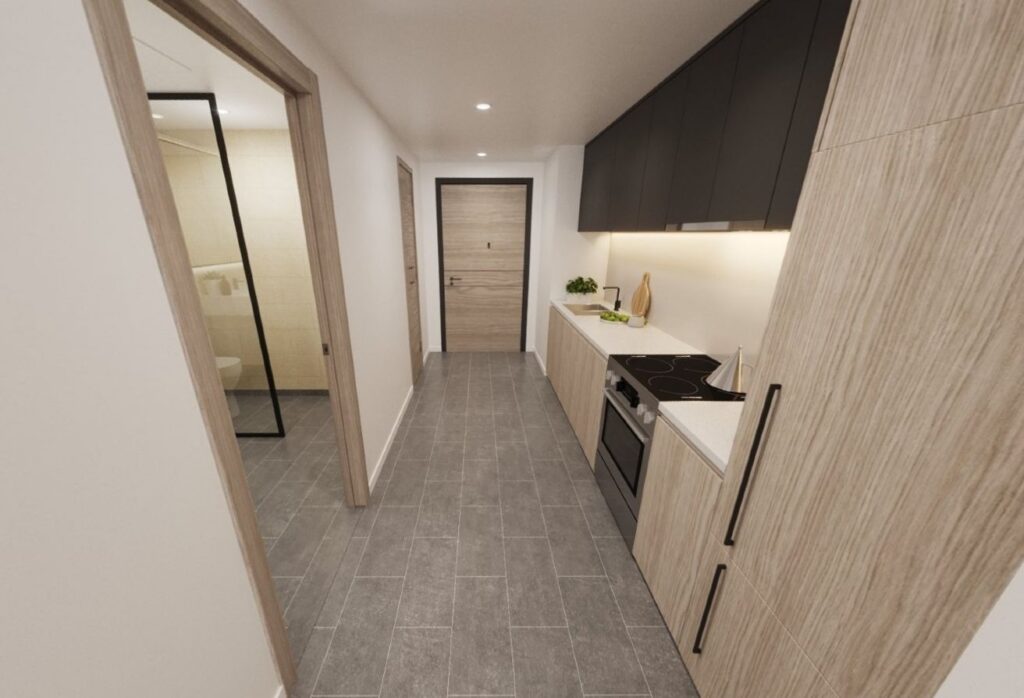 Pool-view studio apartment Grove Uptown Views Saadiyat Grove Abu Dhabi.