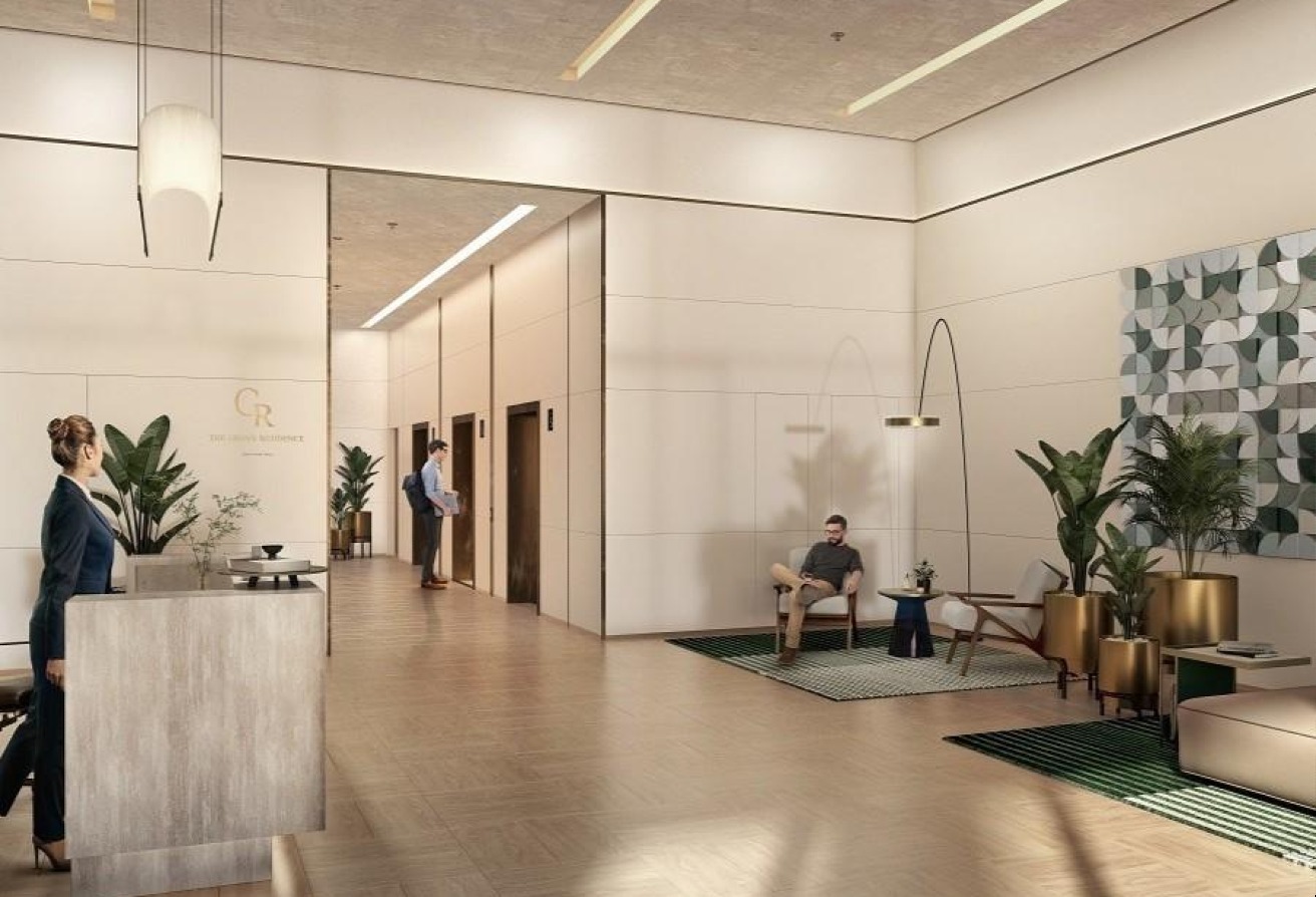 Pool-view studio apartment Grove Uptown Views Saadiyat Grove Abu Dhabi.