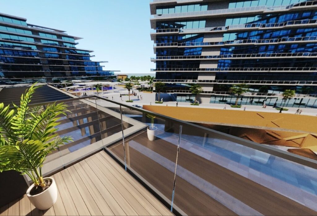 Pool-view studio apartment Grove Uptown Views Saadiyat Grove Abu Dhabi.