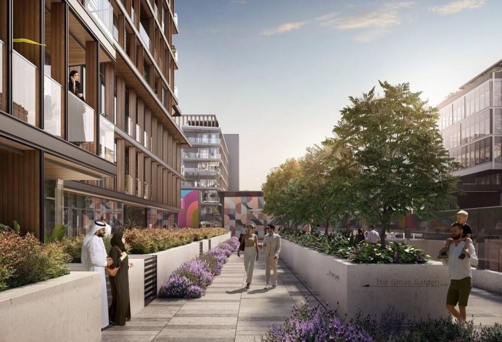 Pool-view studio apartment Grove Uptown Views Saadiyat Grove Abu Dhabi.