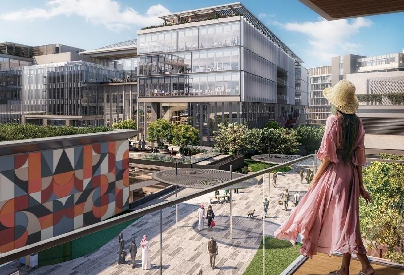 Pool-view studio apartment Grove Uptown Views Saadiyat Grove Abu Dhabi.