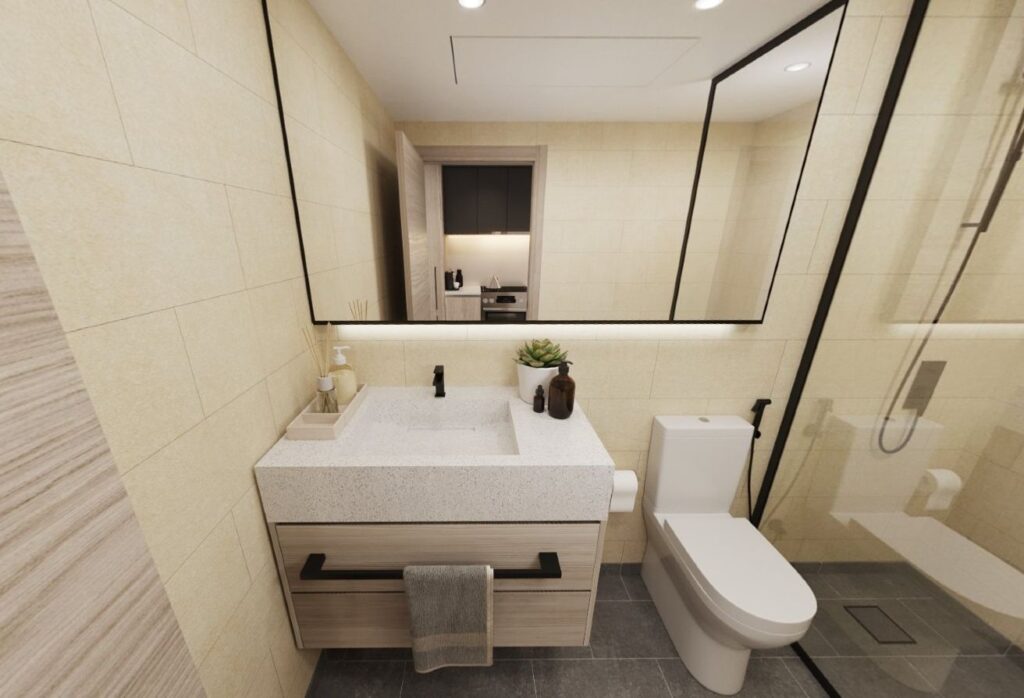 Pool-view studio apartment Grove Uptown Views Saadiyat Grove Abu Dhabi.