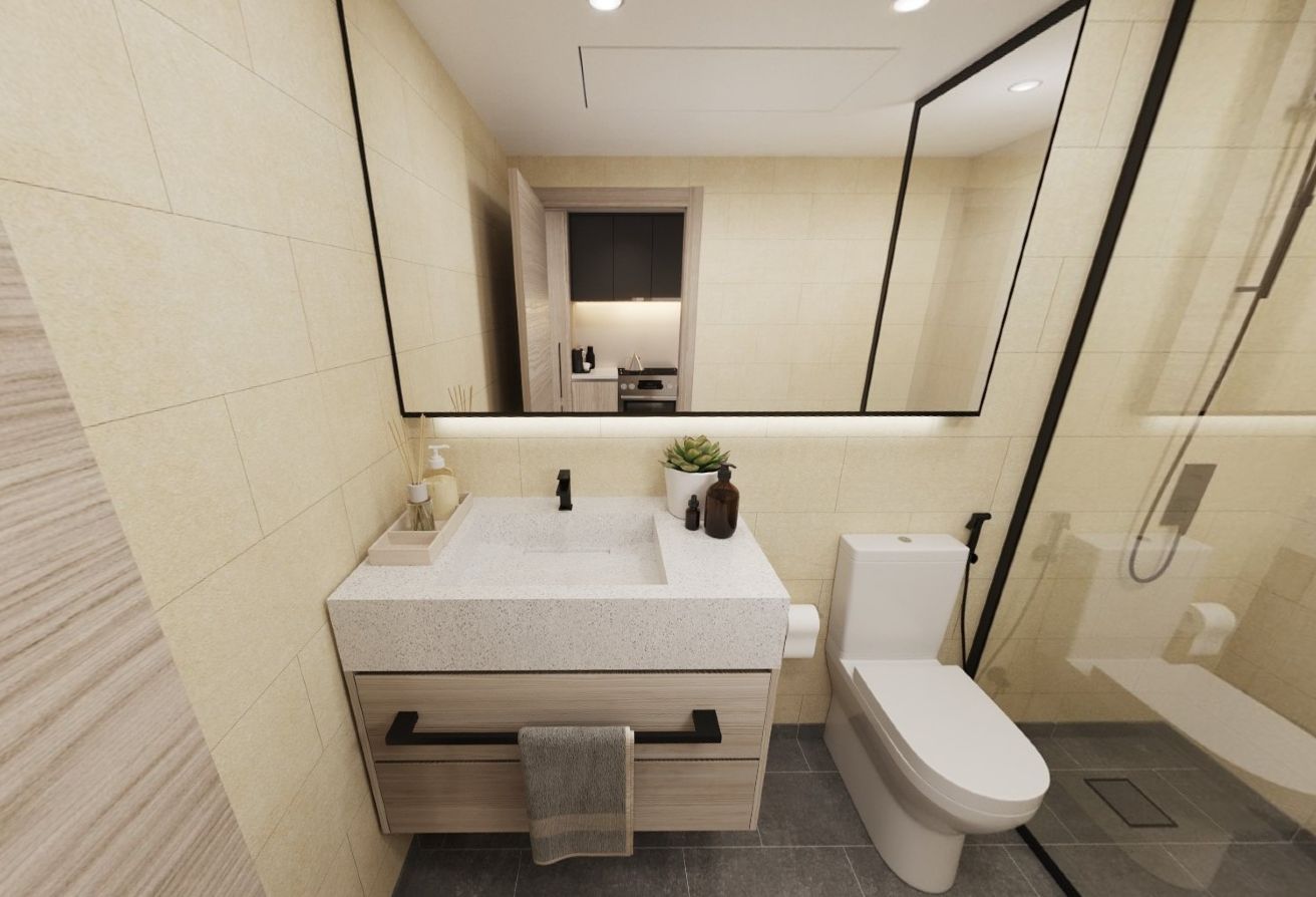 Pool-view studio apartment Grove Uptown Views Saadiyat Grove Abu Dhabi.