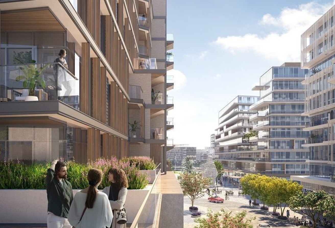 Pool-view studio apartment Grove Uptown Views Saadiyat Grove Abu Dhabi.