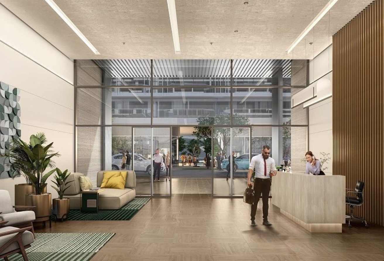 Pool-view studio apartment Grove Uptown Views Saadiyat Grove Abu Dhabi.