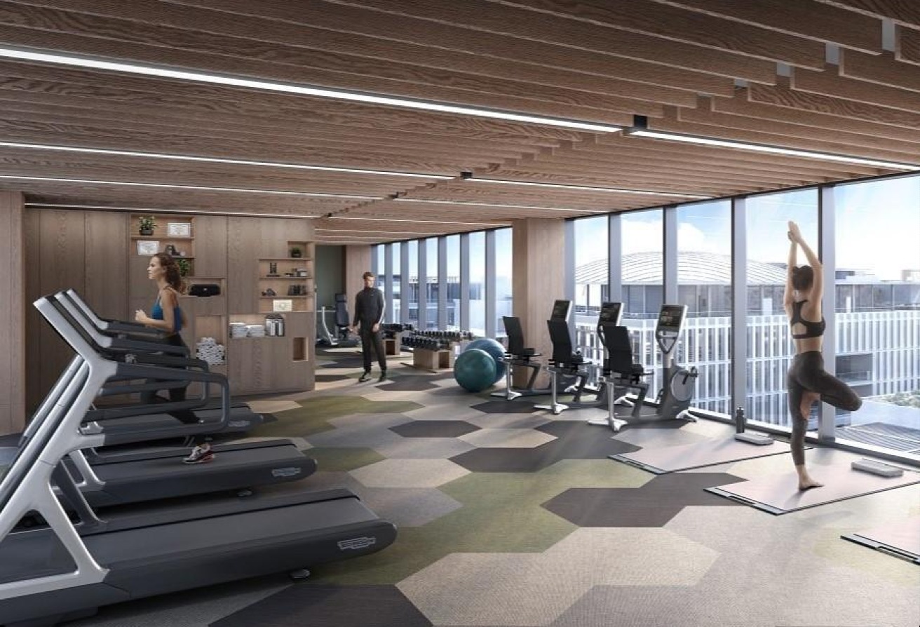 Pool-view studio apartment Grove Uptown Views Saadiyat Grove Abu Dhabi.