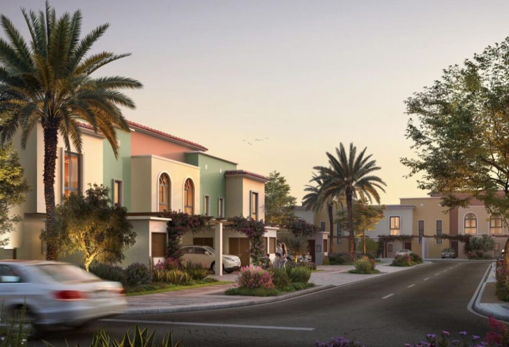 Modern 3-bedroom single-row townhouse in Yas Park Gate Yas Island Abu Dhabi.