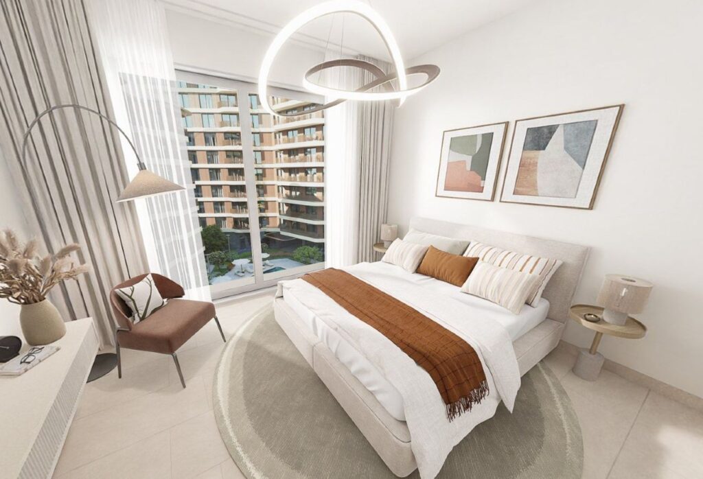 Corner unit apartment with wraparound balcony and canal outlook in Gardenia Terraces Yas Island