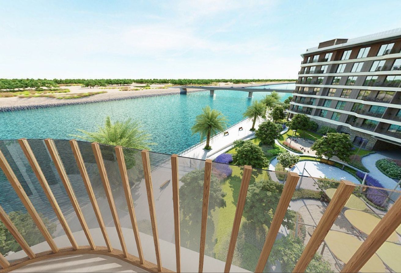 Corner unit apartment with wraparound balcony and canal outlook in Gardenia Terraces Yas Island