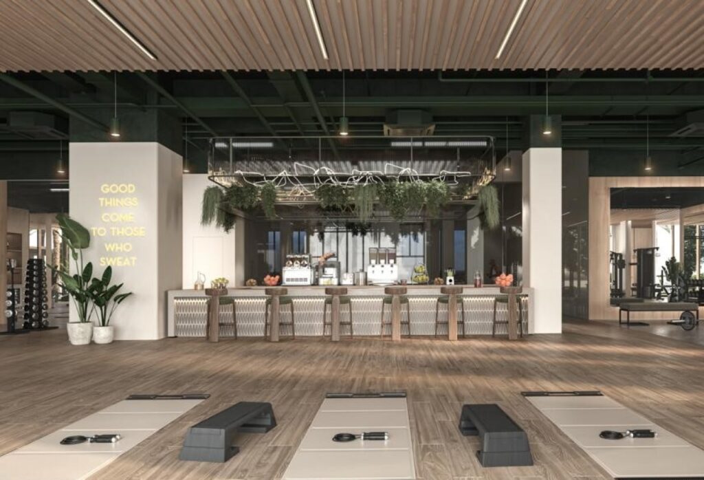 High floor studio apartment with balcony and community views in Gardenia Bay, Yas Island.