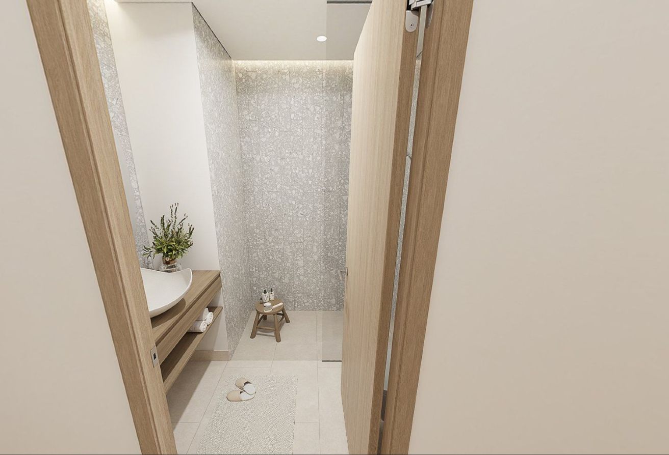 High floor studio apartment with balcony and community views in Gardenia Bay, Yas Island.