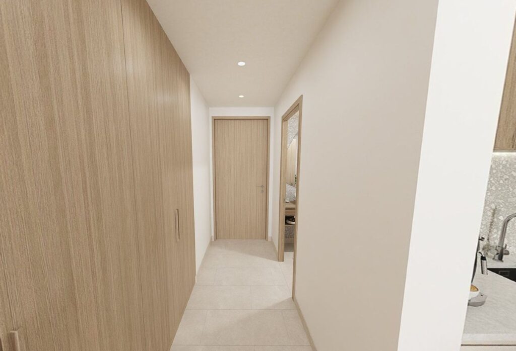 High floor studio apartment with balcony and community views in Gardenia Bay, Yas Island.