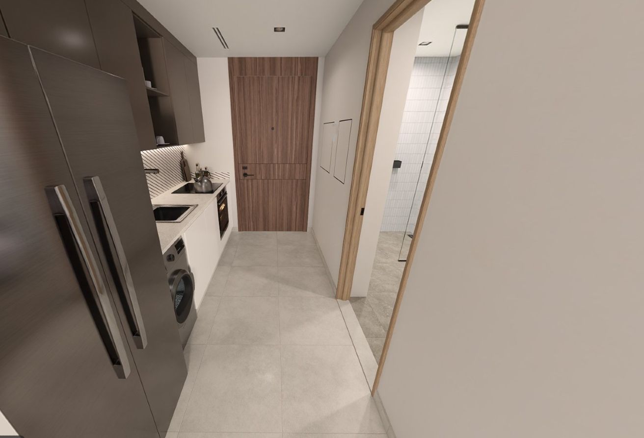 High floor studio apartment with pool and courtyard view in Nouran Living on Saadiyat Island.