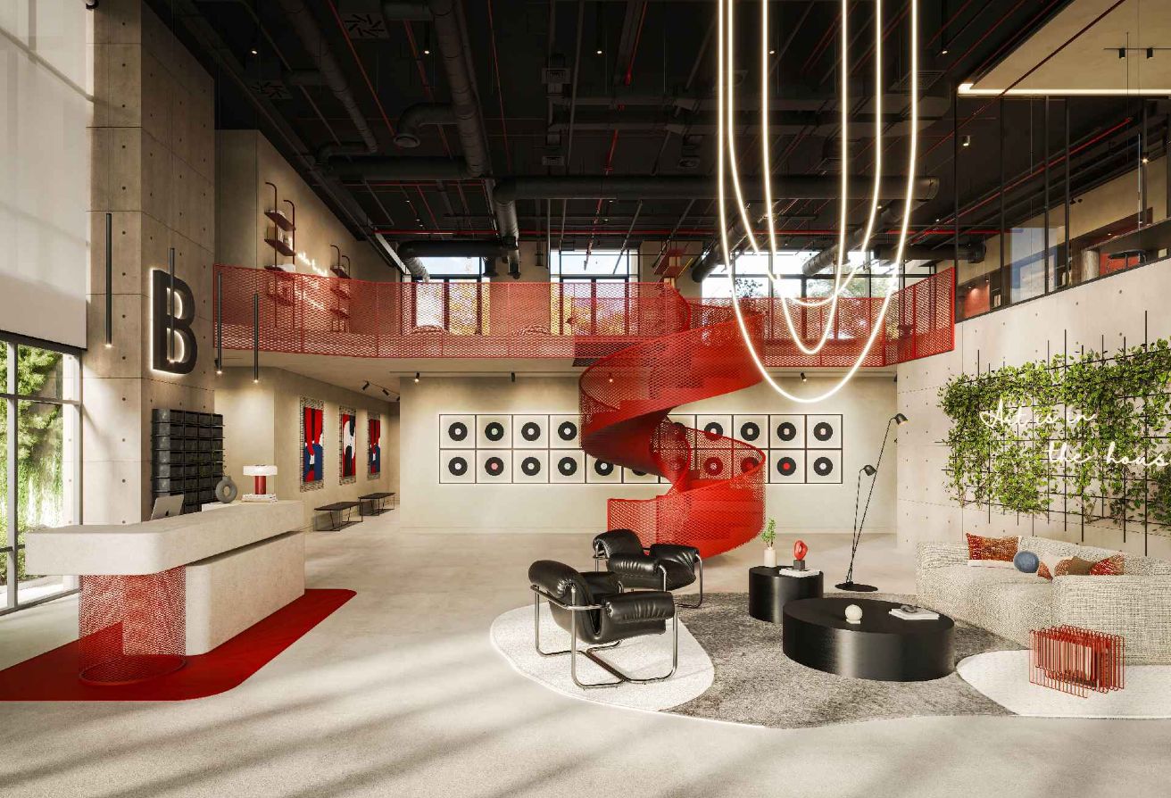 High floor studio apartment with pool and courtyard view in Nouran Living on Saadiyat Island.