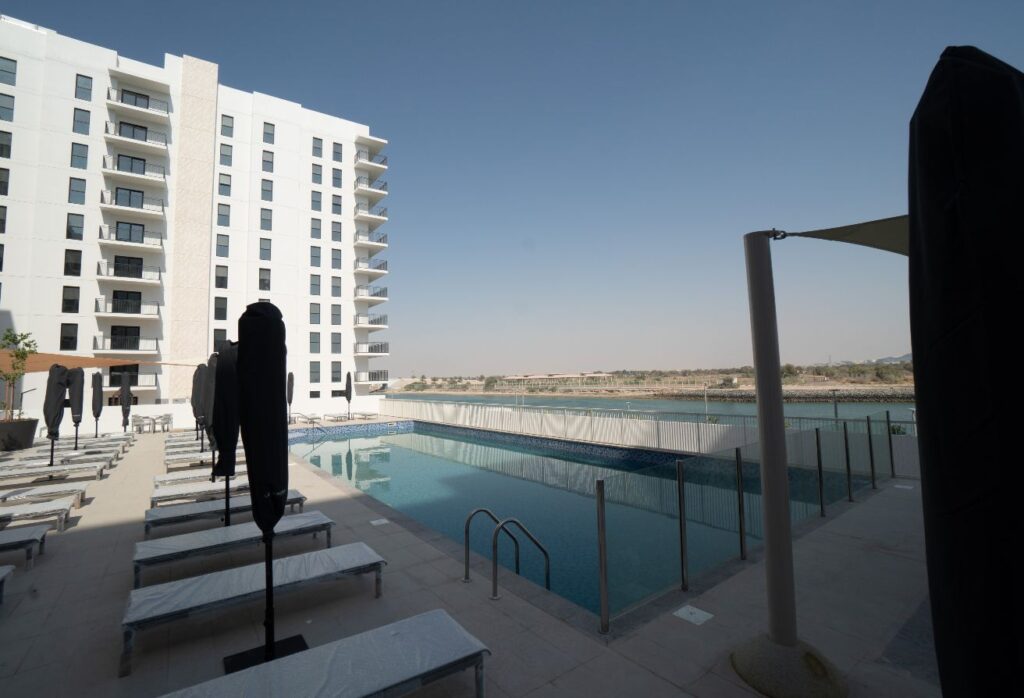 1 bedroom apartment Waters Edge Yas Island balcony view