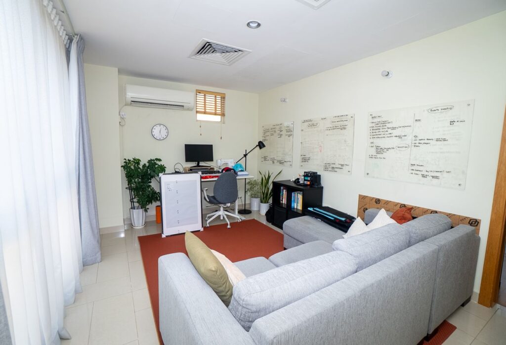 Qattouf Community townhouse Al Raha Gardens private garden