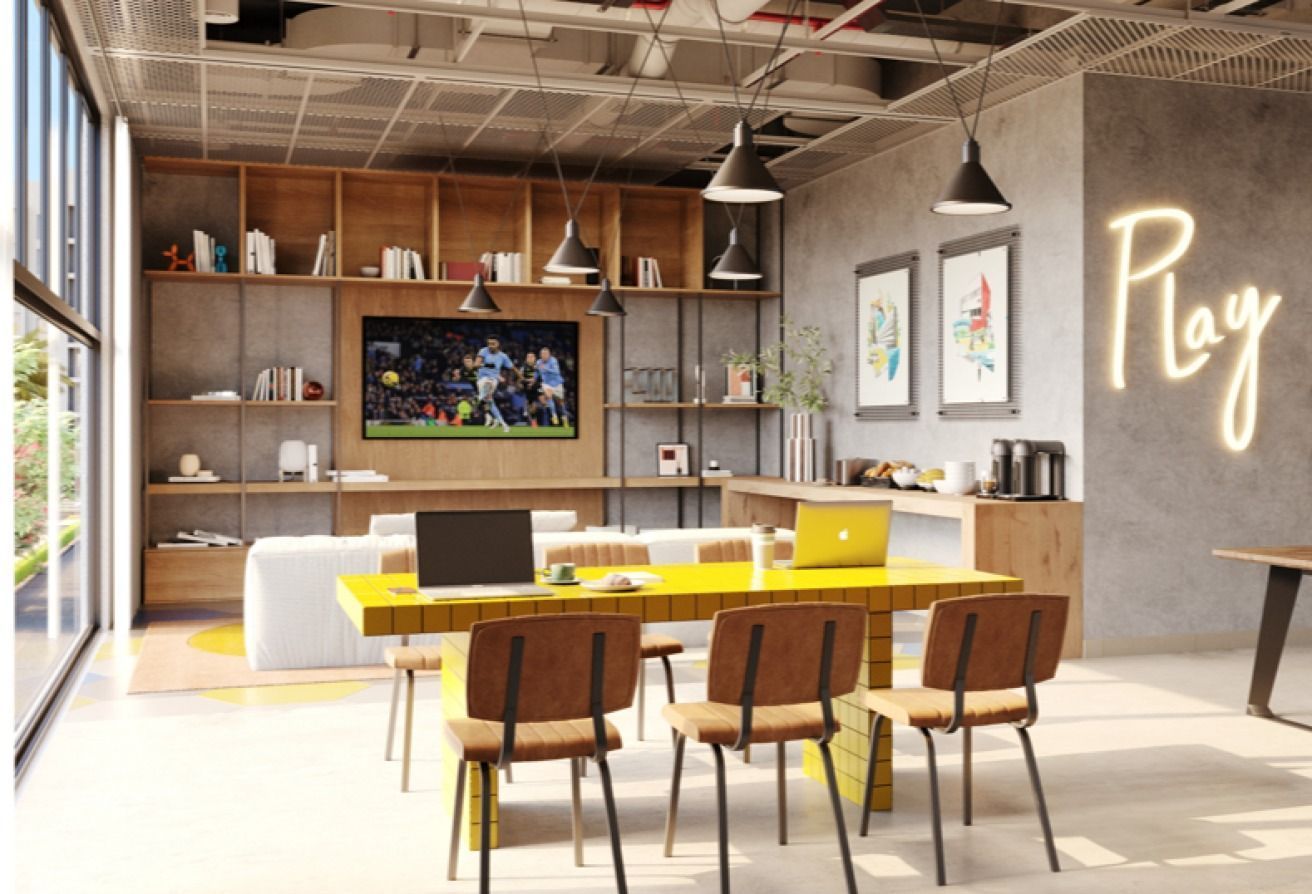 Apartment community with modern buildings and amenities near Yas Island