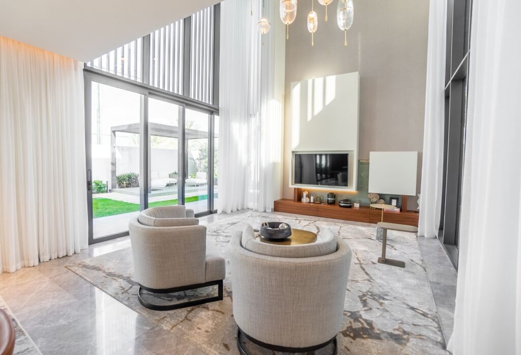 Modern villa with garden and private patio in gated Saadiyat Lagoons community