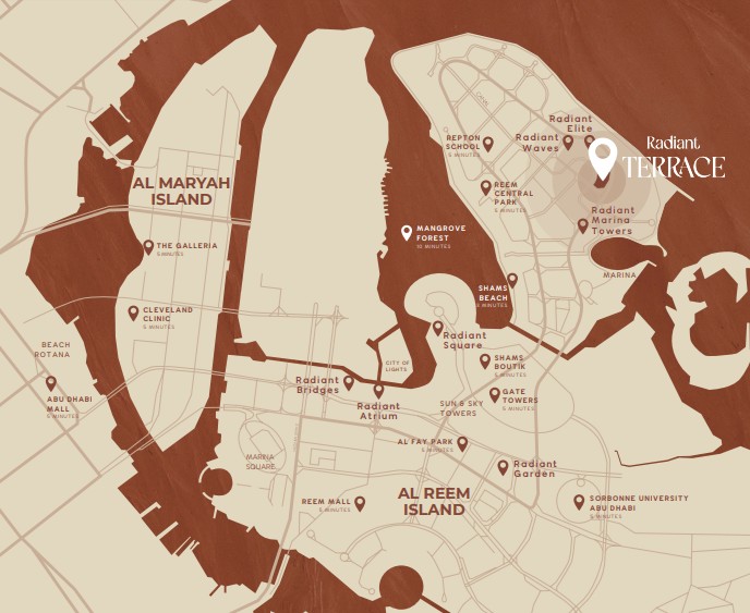 Al Reem Island location map in Abu Dhabi